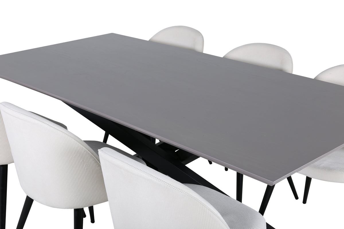 Piazza Matbord med Velvet Stolarna – Bord: 76x180x90 Stol: 57x76,5x50