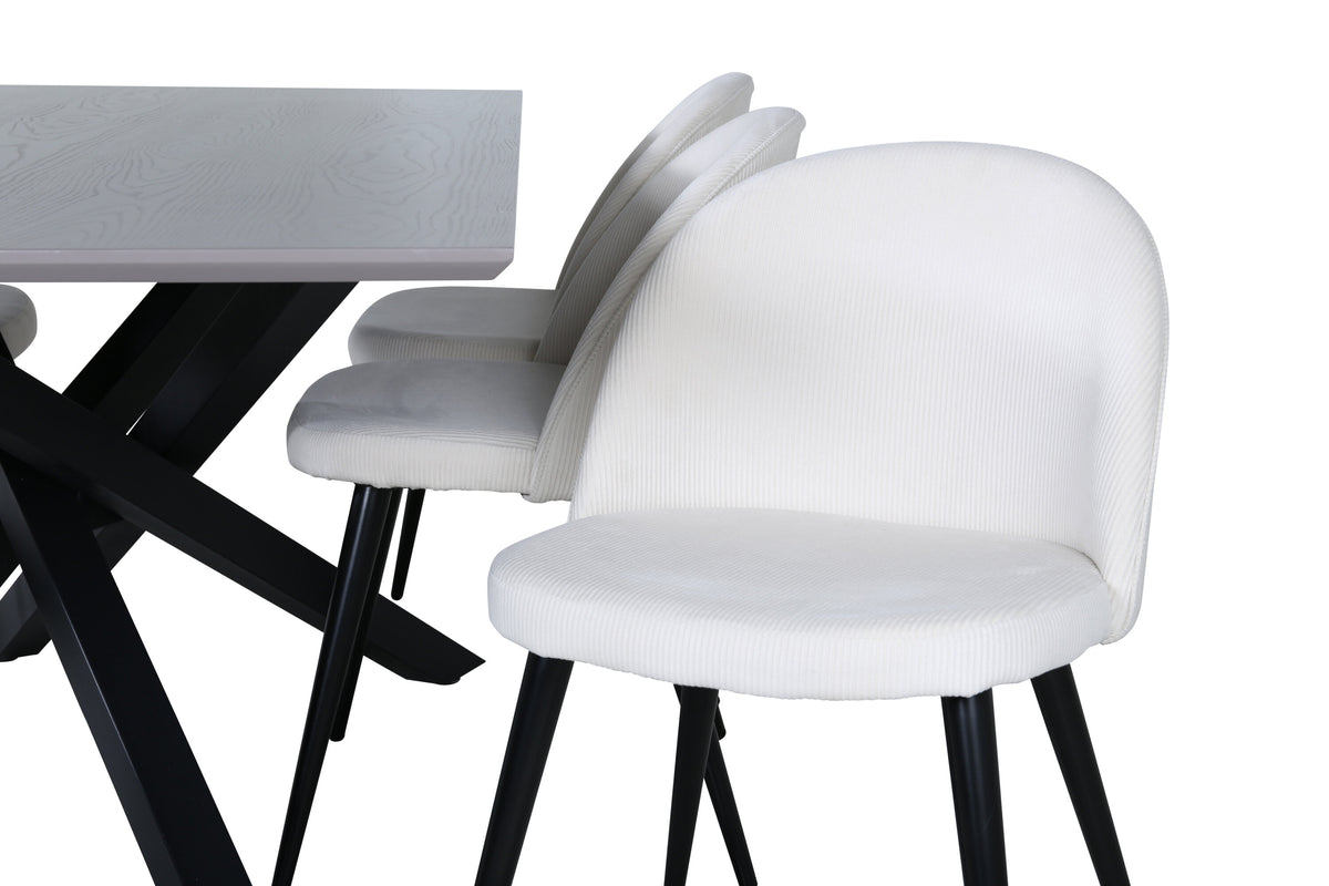 Piazza Matbord med Velvet Stolarna – Bord: 76x180x90 Stol: 57x76,5x50