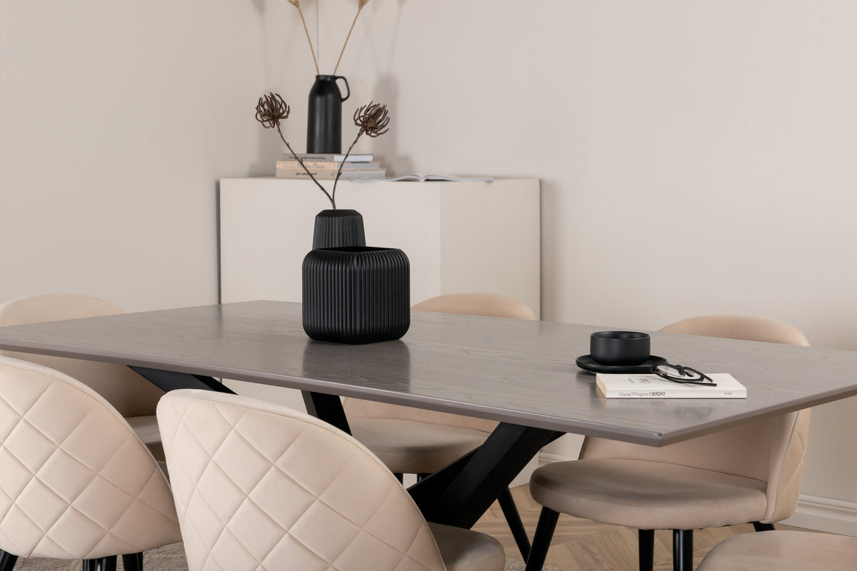 Piazza Matbord med Velvet Stolarna – Bord: 76x180x90 Stol: 57x76,5x50
