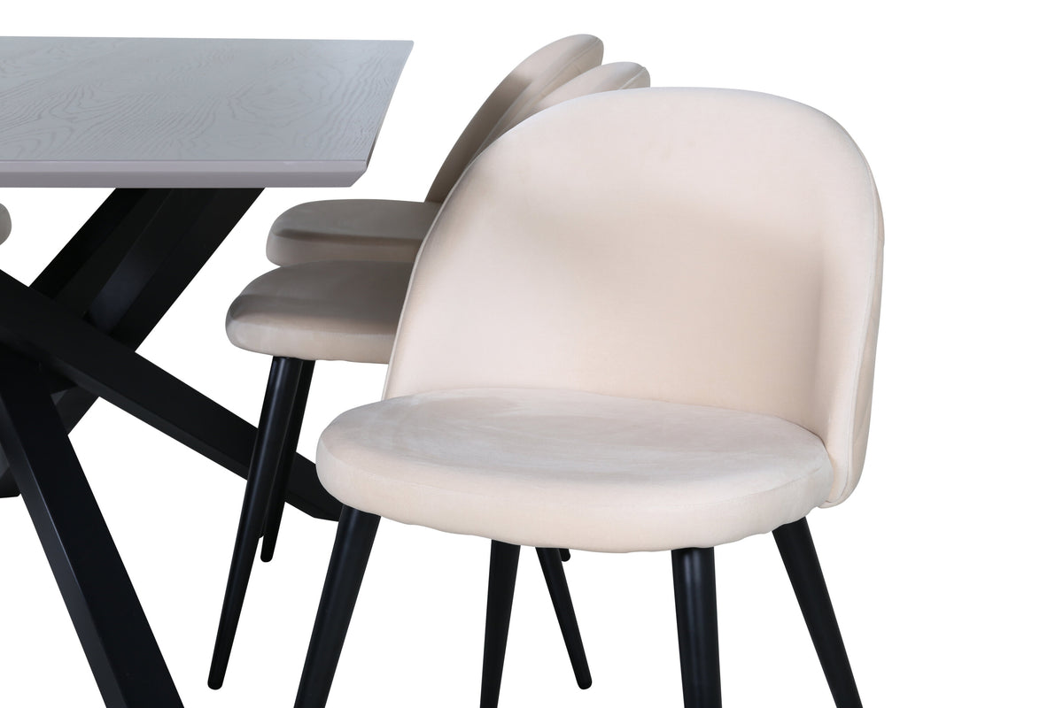 Piazza Matbord med Velvet Stolarna – Bord: 76x180x90 Stol: 57x76,5x50