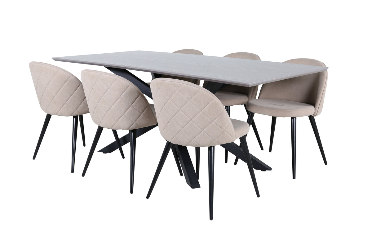 Piazza Matbord med Velvet Stolarna – Bord: 76x180x90 Stol: 57x76,5x50