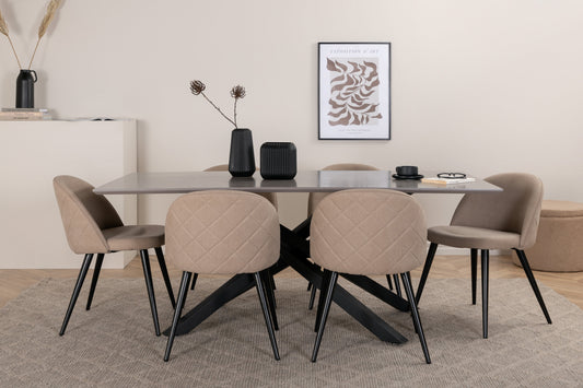 Piazza Matbord med Velvet Stolarna – Bord: 76x180x90 Stol: 57x76,5x50