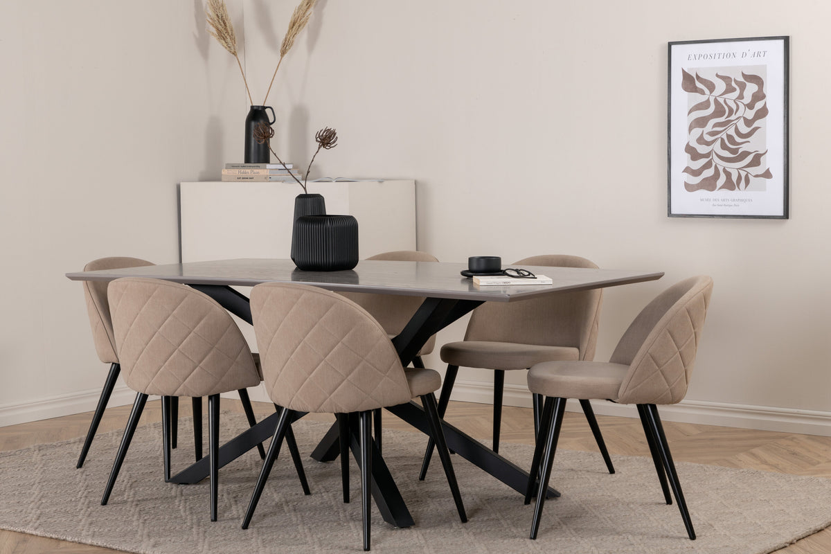 Piazza Matbord med Velvet Stolarna – Bord: 76x180x90 Stol: 57x76,5x50
