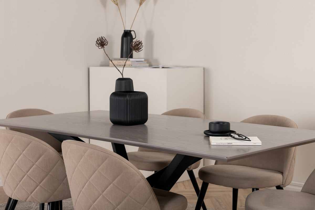 Piazza Matbord med Velvet Stolarna – Bord: 76x180x90 Stol: 57x76,5x50
