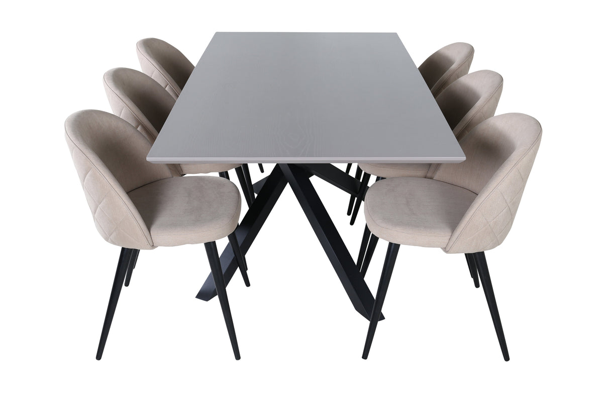 Piazza Matbord med Velvet Stolarna – Bord: 76x180x90 Stol: 57x76,5x50