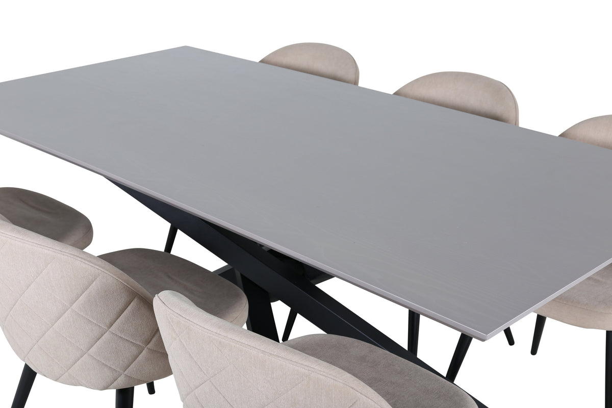 Piazza Matbord med Velvet Stolarna – Bord: 76x180x90 Stol: 57x76,5x50