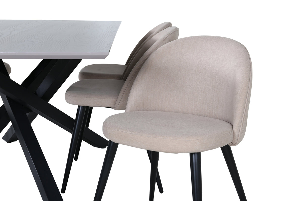 Piazza Matbord med Velvet Stolarna – Bord: 76x180x90 Stol: 57x76,5x50