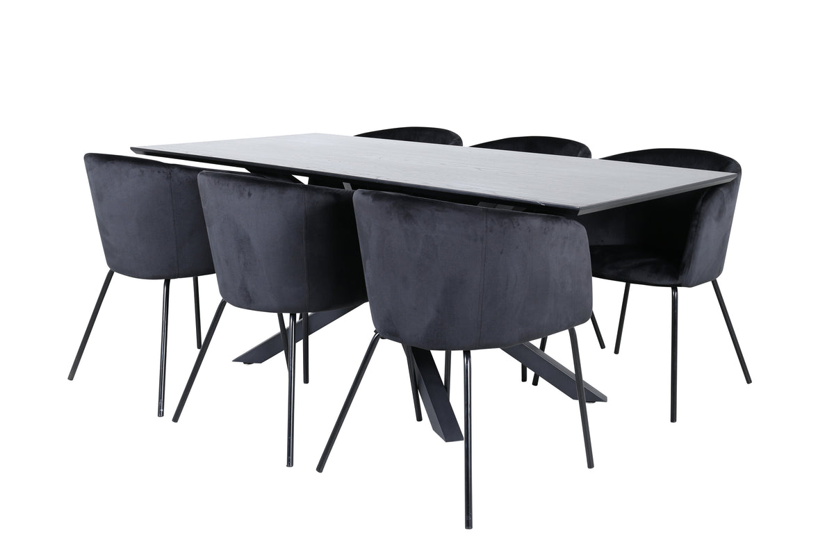 Piazza Matbord med Berit Stolarna – Bord: 76x180x90 Stol: 55x78x55
