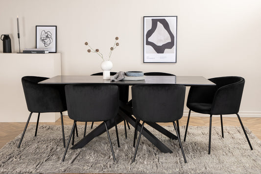 Piazza Matbord med Berit Stolarna – Bord: 76x180x90 Stol: 55x78x55