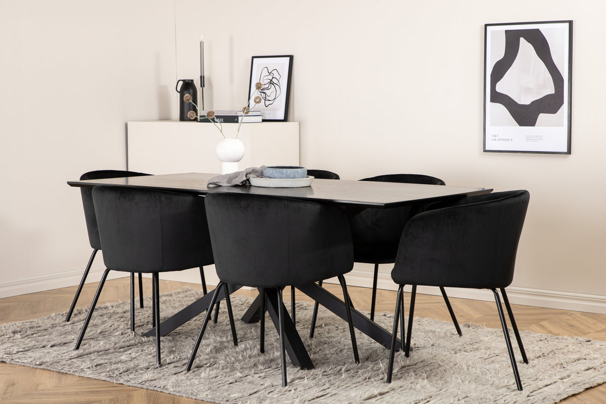 Piazza Matbord med Berit Stolarna – Bord: 76x180x90 Stol: 55x78x55
