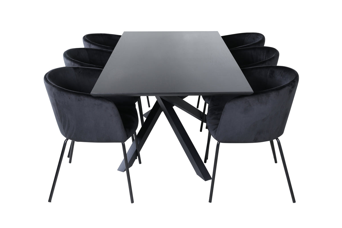 Piazza Matbord med Berit Stolarna – Bord: 76x180x90 Stol: 55x78x55
