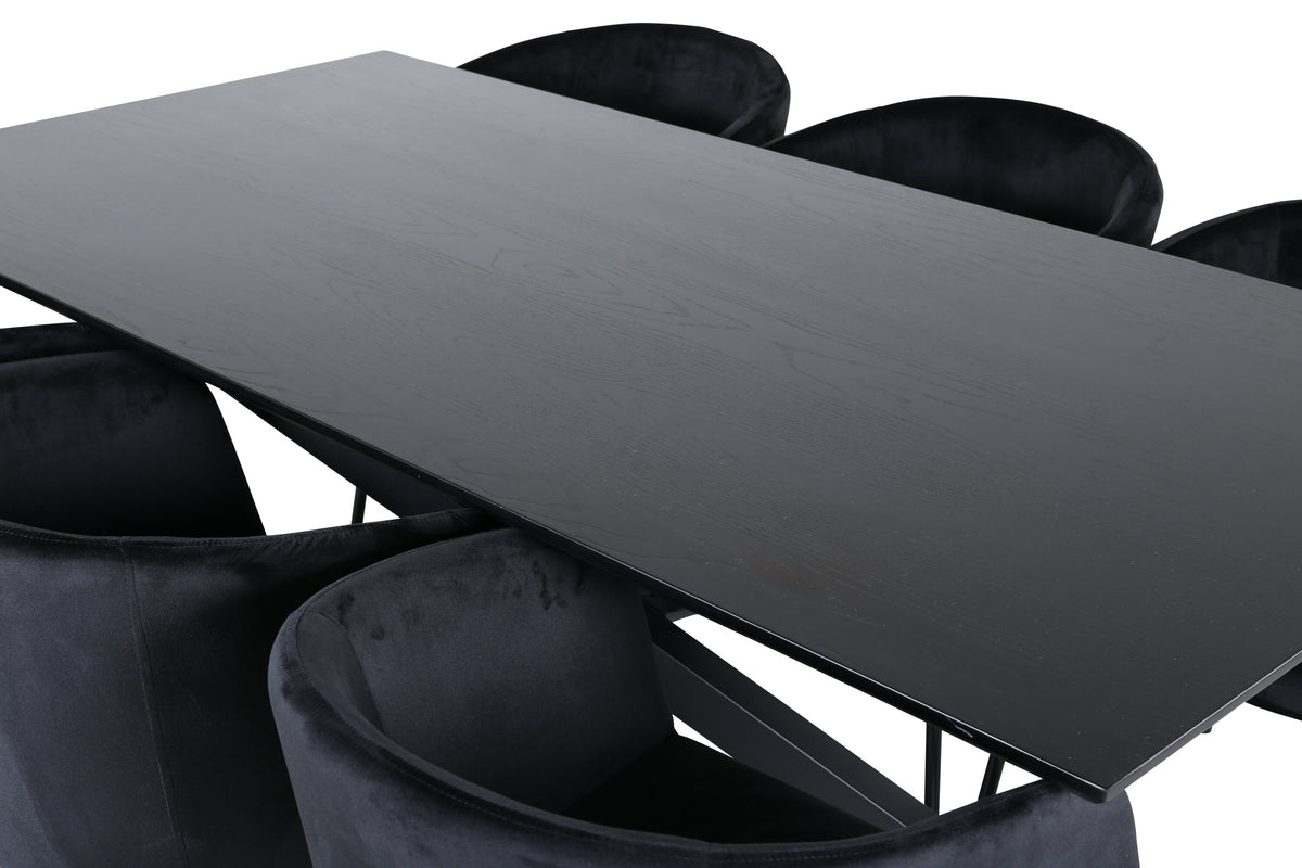 Piazza Matbord med Berit Stolarna – Bord: 76x180x90 Stol: 55x78x55