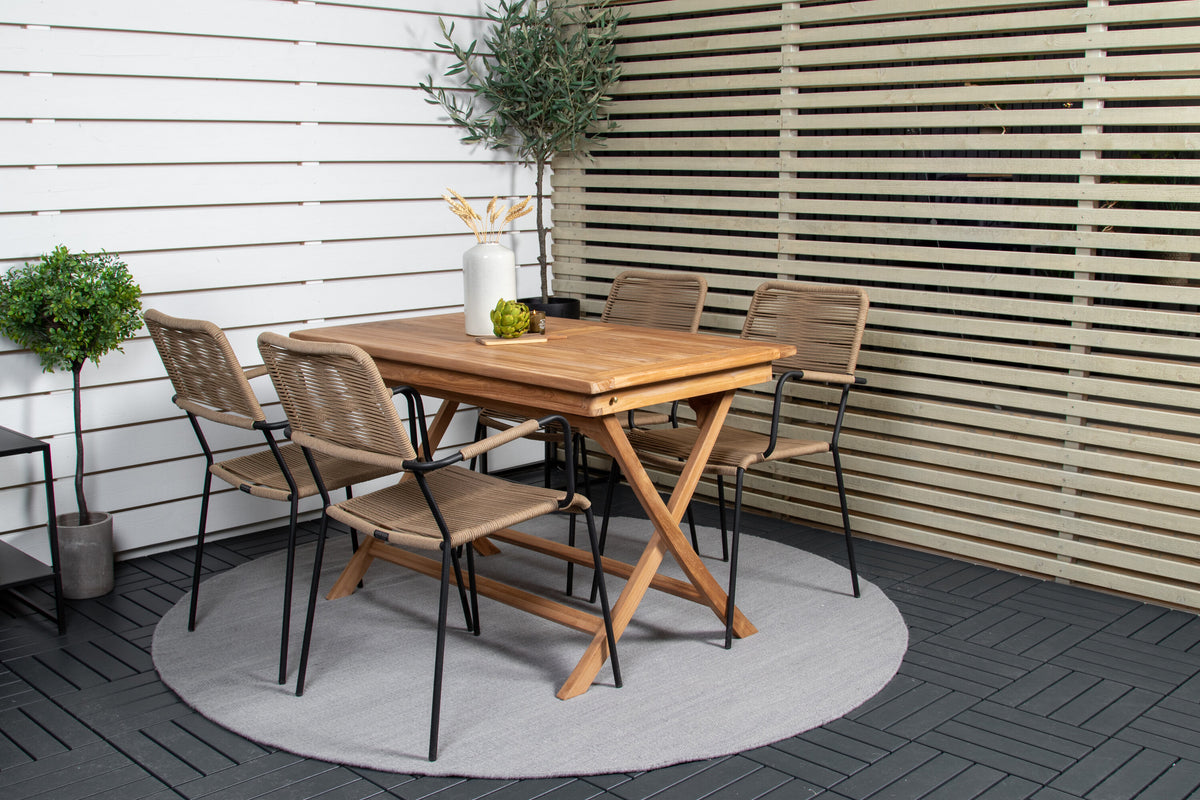 Kenya Matbord med Lindos Stolarna – Bord: 75x120x70 Stol: 66x85x55