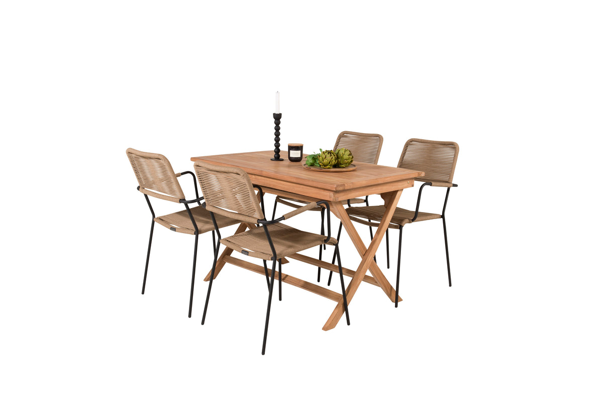 Kenya Matbord med Lindos Stolarna – Bord: 75x120x70 Stol: 66x85x55