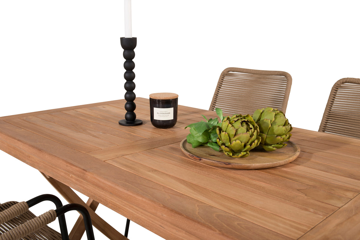 Kenya Matbord med Lindos Stolarna – Bord: 75x120x70 Stol: 66x85x55