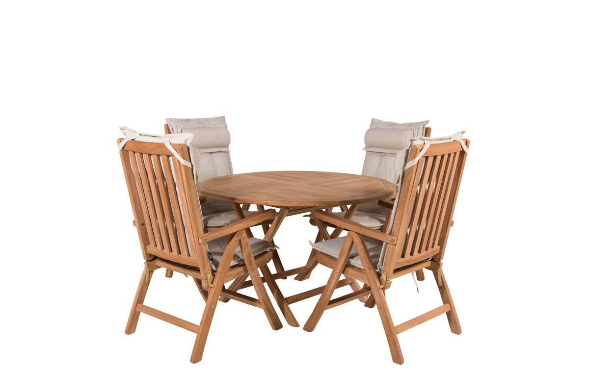 Kenya Matbord med Kenya Stolarna – Bord: ⌀120 Stol: 73x105x62
