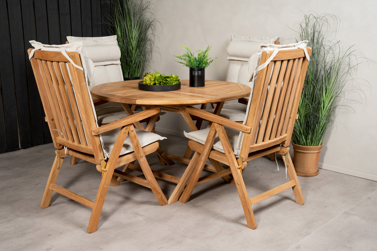 Kenya Matbord med Kenya Stolarna – Bord: ⌀120 Stol: 73x105x62