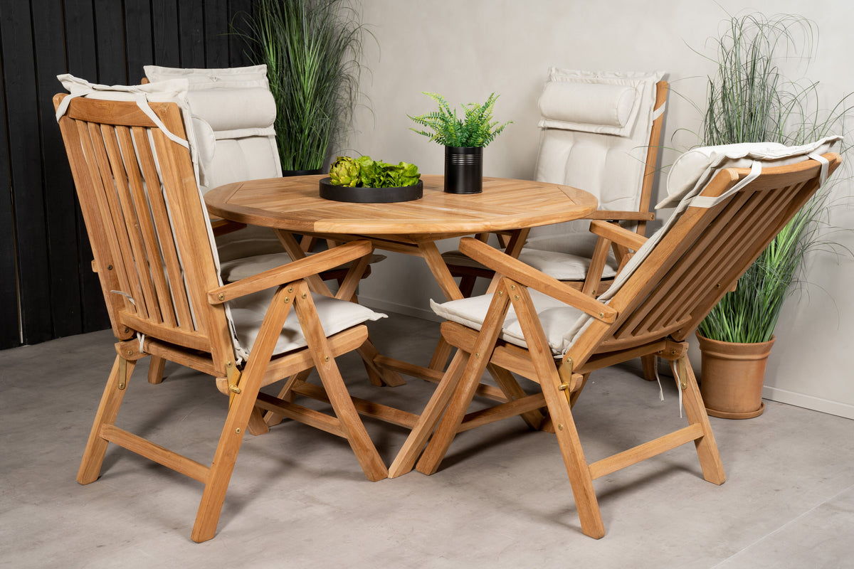 Kenya Matbord med Kenya Stolarna – Bord: ⌀120 Stol: 73x105x62