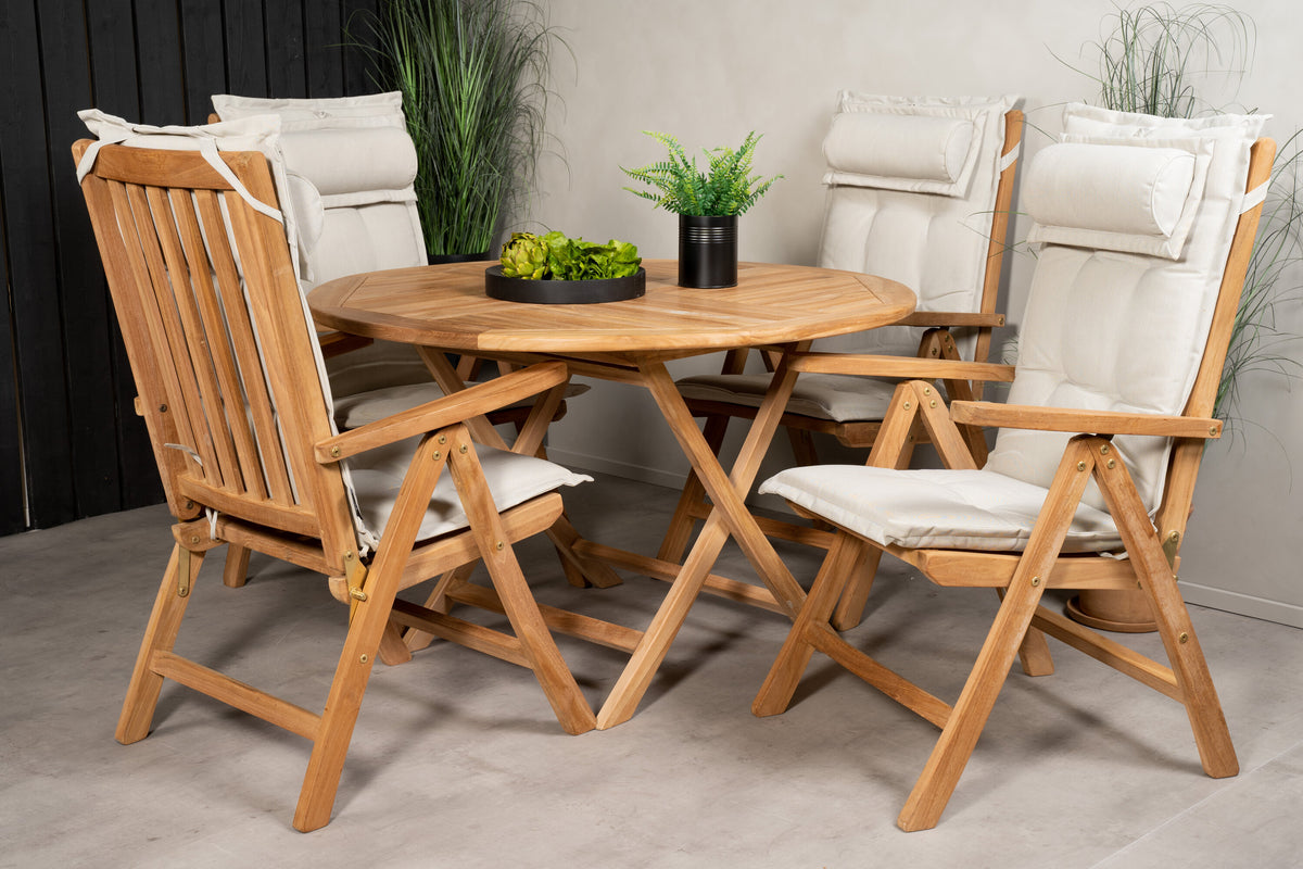 Kenya Matbord med Kenya Stolarna – Bord: ⌀120 Stol: 73x105x62