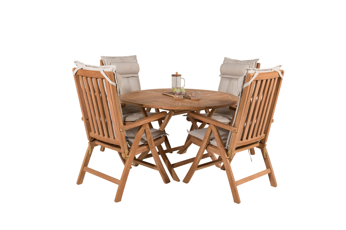 Kenya Matbord med Kenya Stolarna – Bord: ⌀120 Stol: 73x105x62