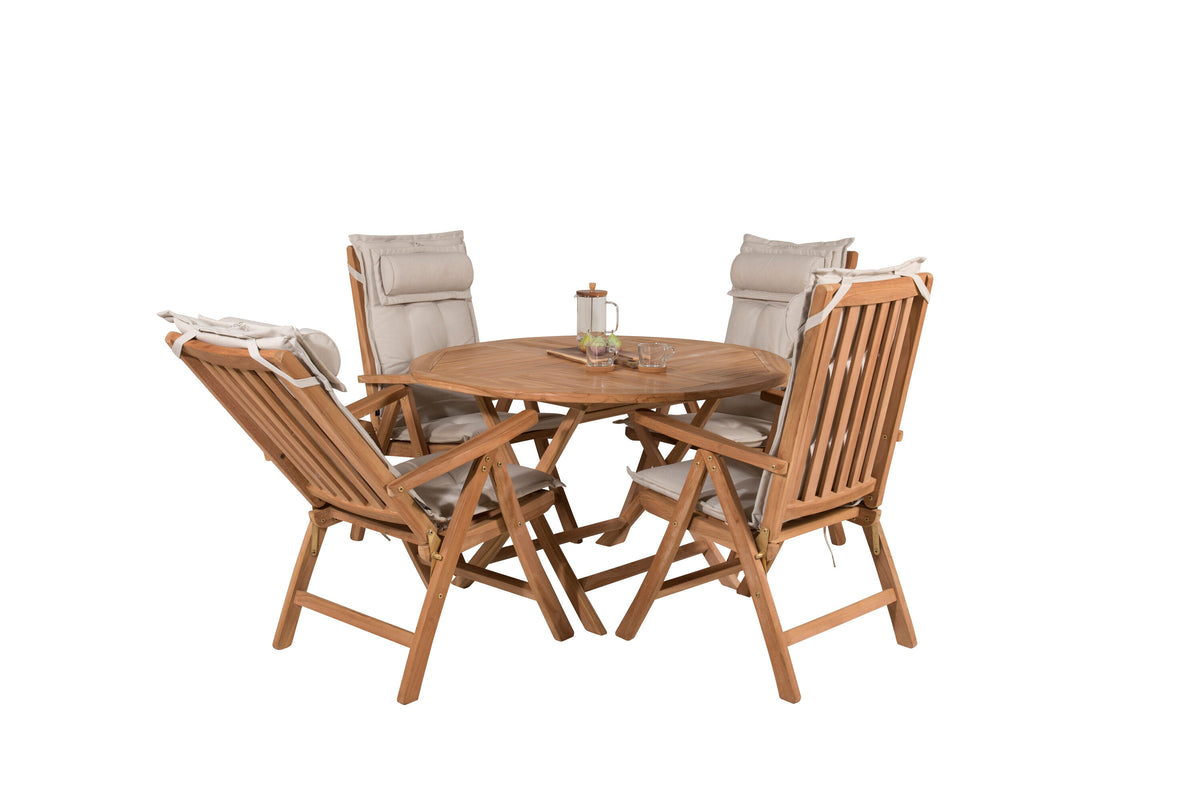 Kenya Matbord med Kenya Stolarna – Bord: ⌀120 Stol: 73x105x62