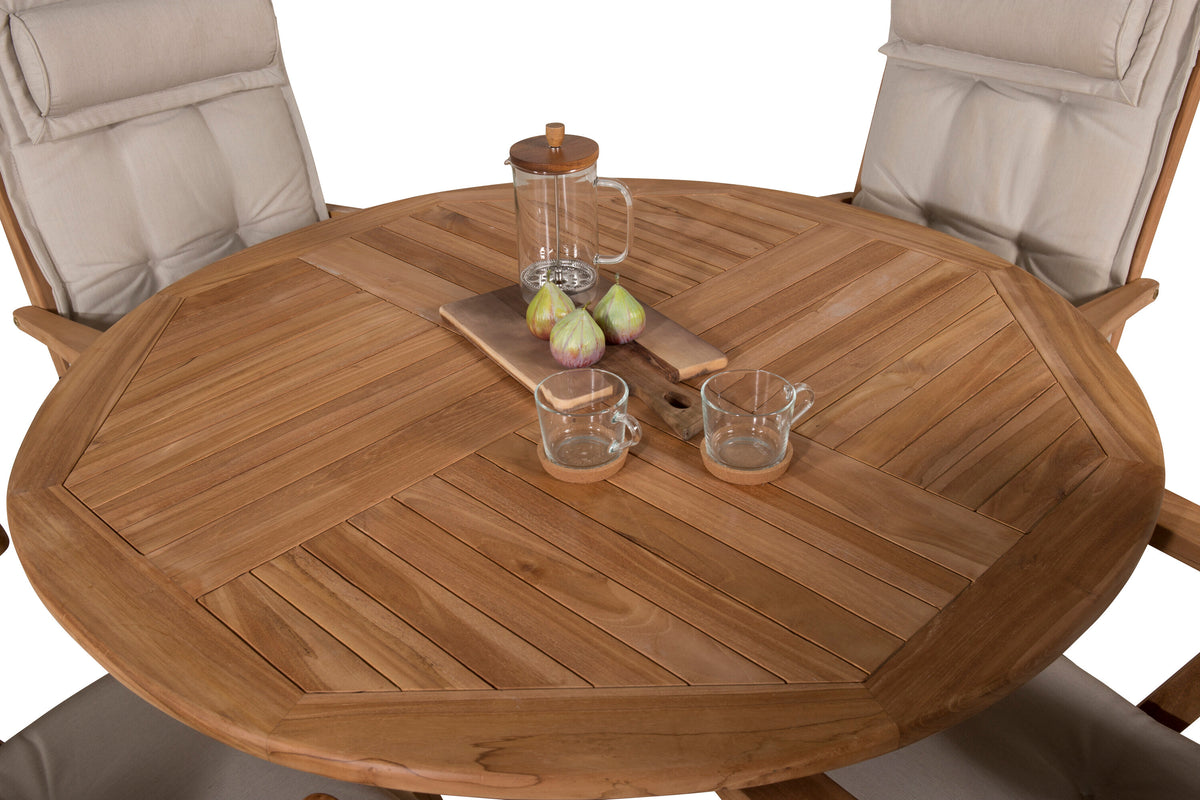 Kenya Matbord med Kenya Stolarna – Bord: ⌀120 Stol: 73x105x62