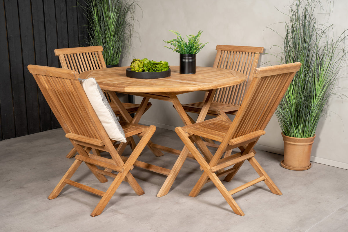 Kenya Matbord med Kenya Stolarna – Bord: ⌀120 Stol: 62x89x47