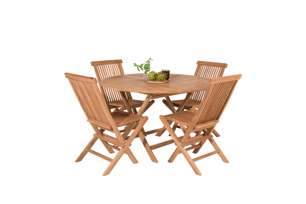 Kenya Matbord med Kenya Stolarna – Bord: ⌀120 Stol: 62x89x47