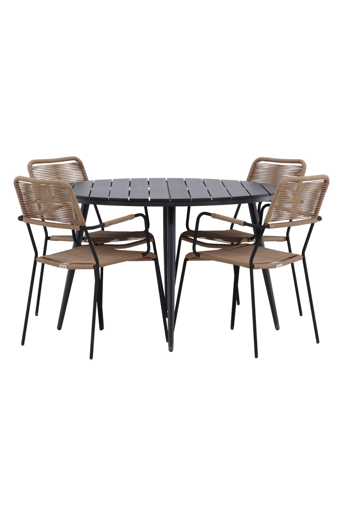 Break Matbord med Lindos Stolarna – Bord: ⌀120 Stol: 66x85x55