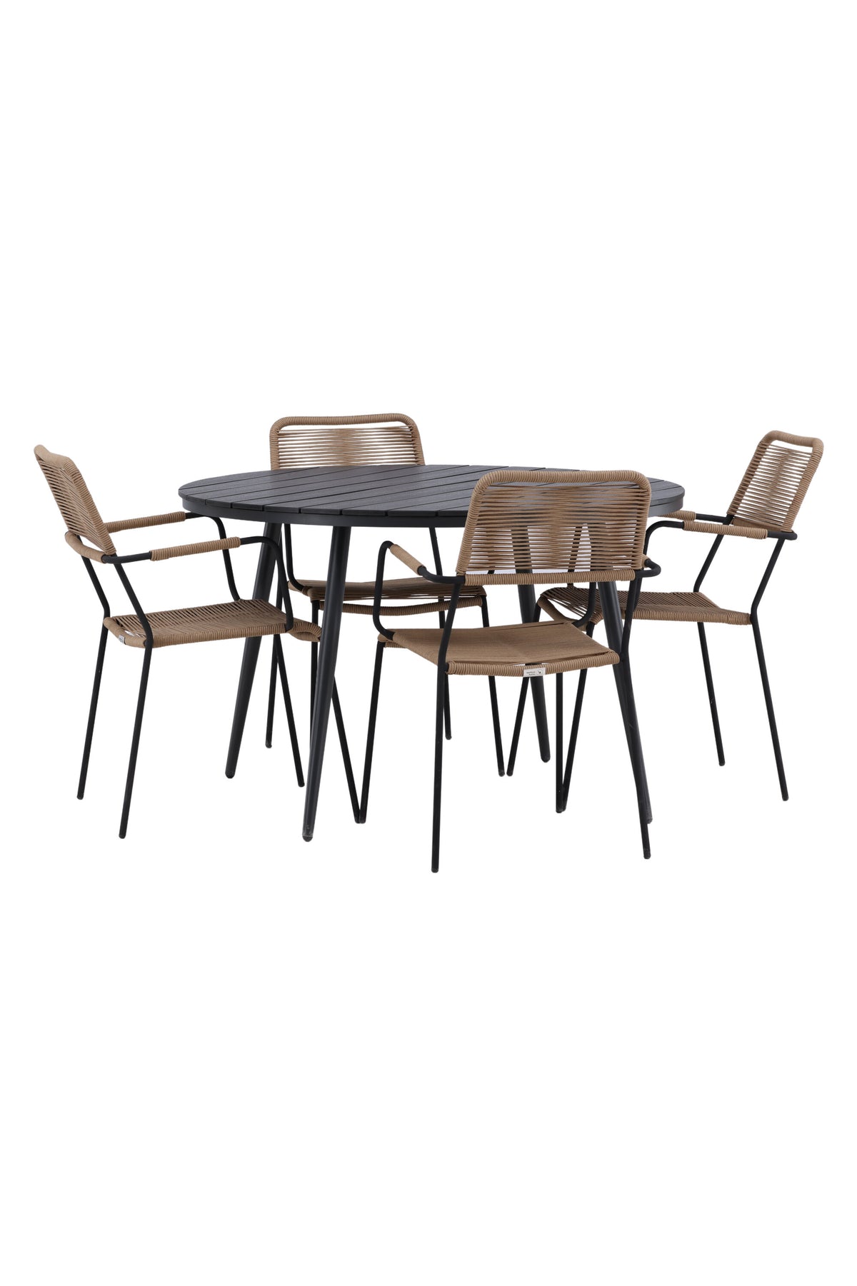 Break Matbord med Lindos Stolarna – Bord: ⌀120 Stol: 66x85x55