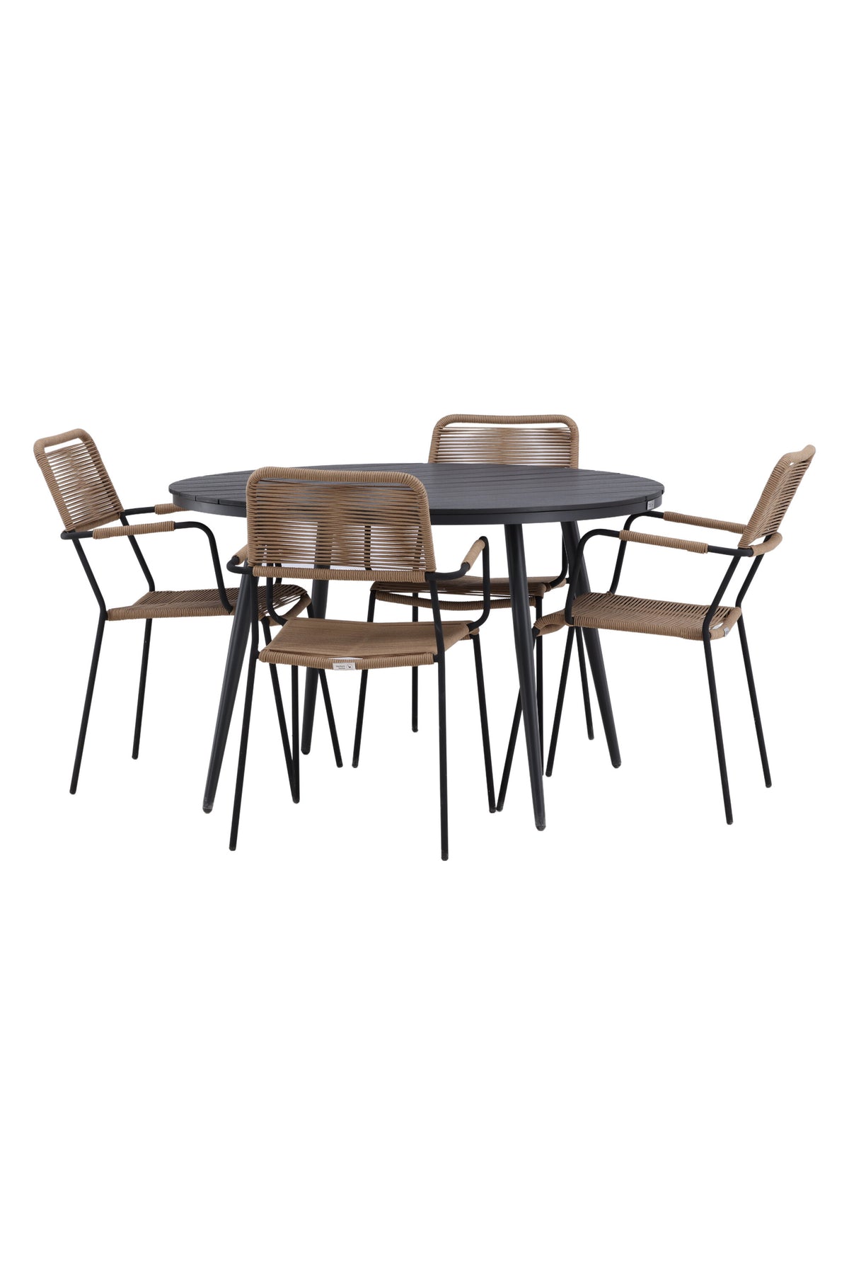 Break Matbord med Lindos Stolarna – Bord: ⌀120 Stol: 66x85x55
