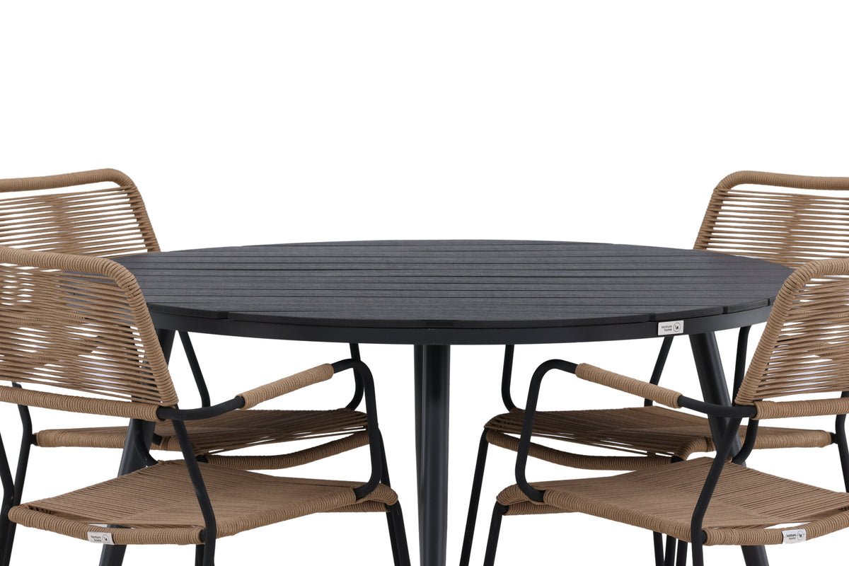 Break Matbord med Lindos Stolarna – Bord: ⌀120 Stol: 66x85x55