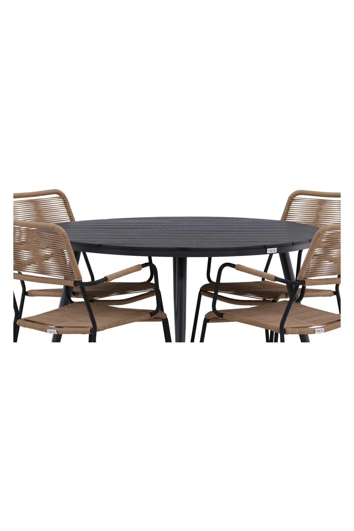 Break Matbord med Lindos Stolarna – Bord: ⌀120 Stol: 66x85x55