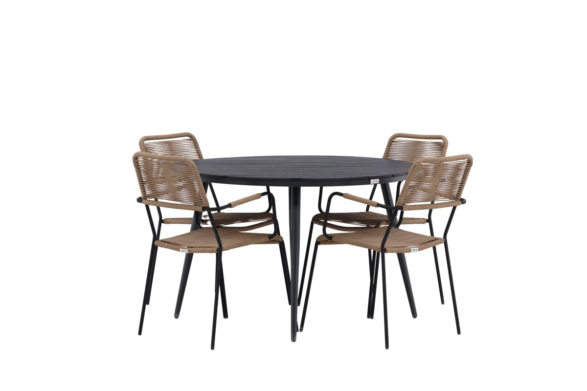 Break Matbord med Lindos Stolarna – Bord: ⌀120 Stol: 66x85x55