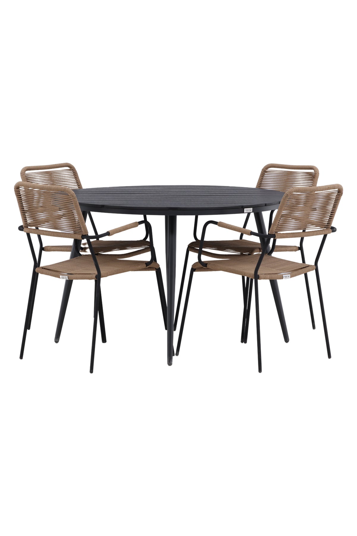 Break Matbord med Lindos Stolarna – Bord: ⌀120 Stol: 66x85x55