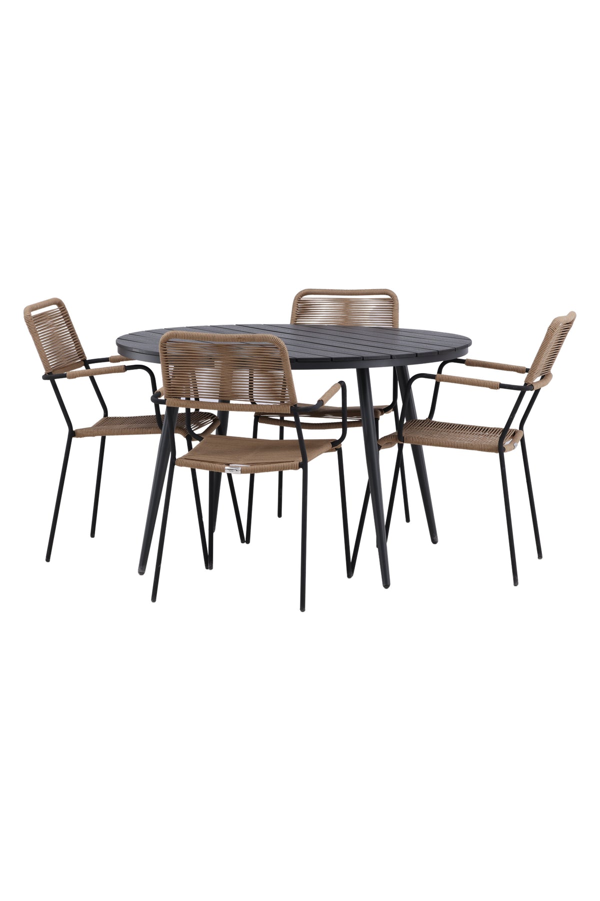 Break Matbord med Lindos Stolarna – Bord: ⌀120 Stol: 66x85x55