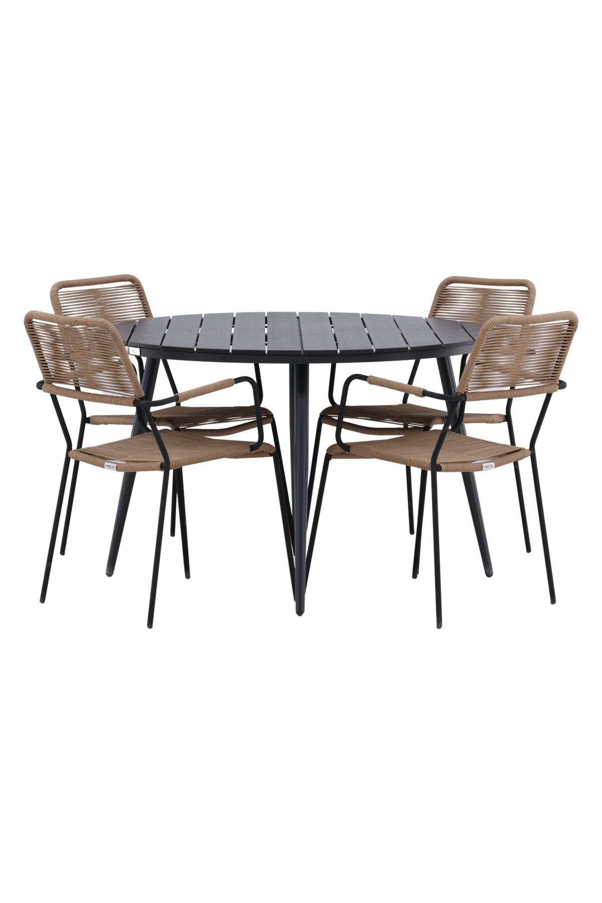 Break Matbord med Lindos Stolarna – Bord: ⌀120 Stol: 66x85x55