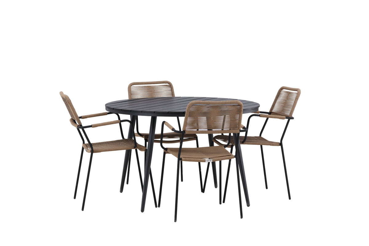 Break Matbord med Lindos Stolarna – Bord: ⌀120 Stol: 66x85x55