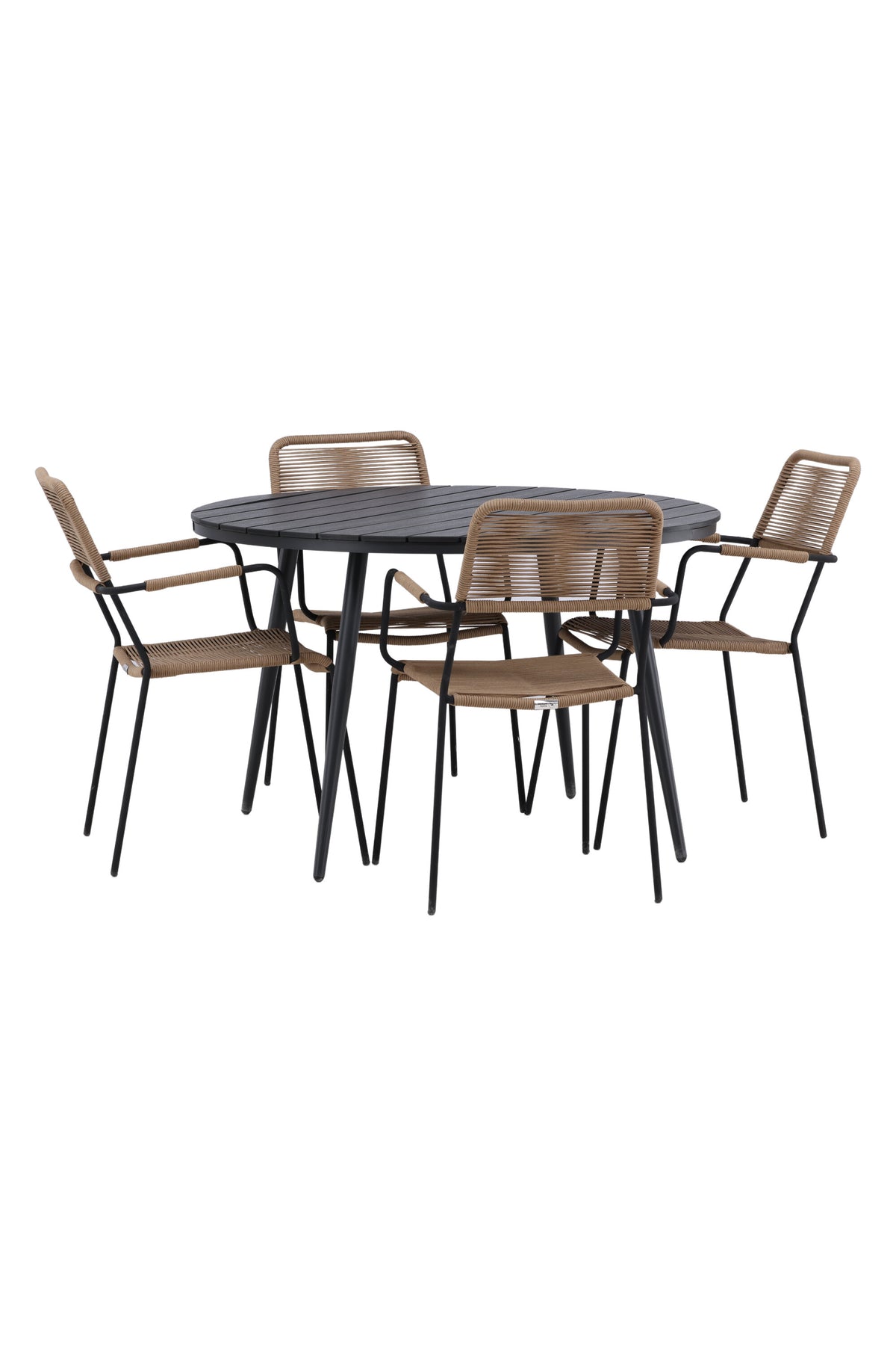 Break Matbord med Lindos Stolarna – Bord: ⌀120 Stol: 66x85x55