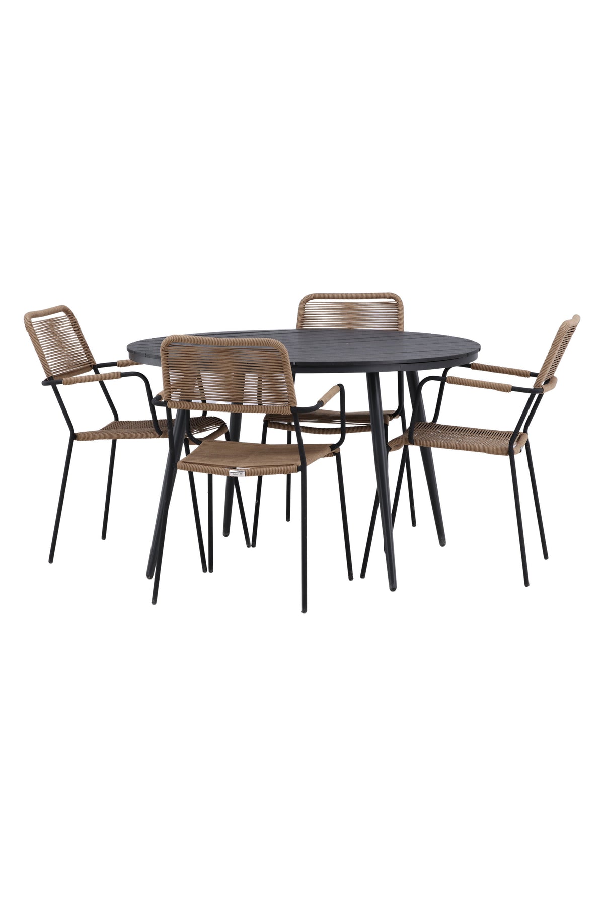 Break Matbord med Lindos Stolarna – Bord: ⌀120 Stol: 66x85x55