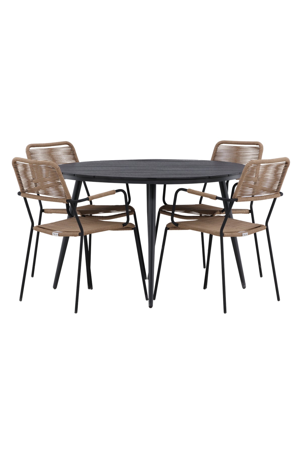 Break Matbord med Lindos Stolarna – Bord: ⌀120 Stol: 66x85x55