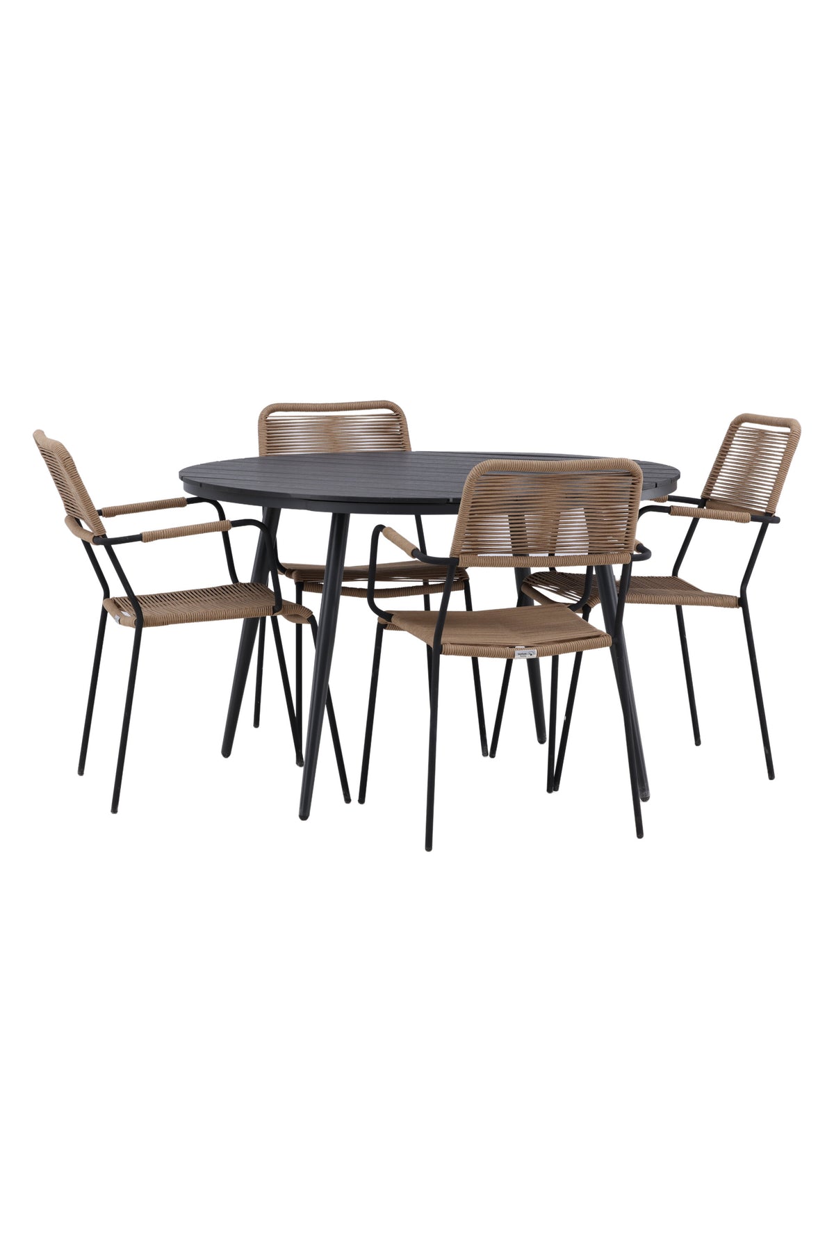 Break Matbord med Lindos Stolarna – Bord: ⌀120 Stol: 66x85x55