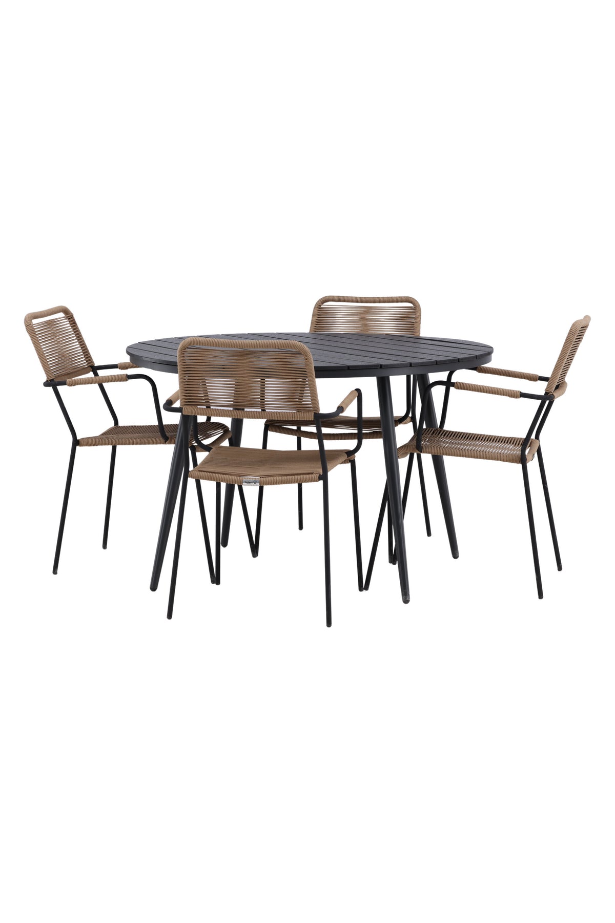 Break Matbord med Lindos Stolarna – Bord: ⌀120 Stol: 66x85x55
