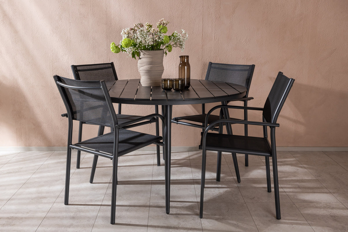 Break Matbord med Santorini Stolarna – Bord: ⌀120 Stol: 58x88x56