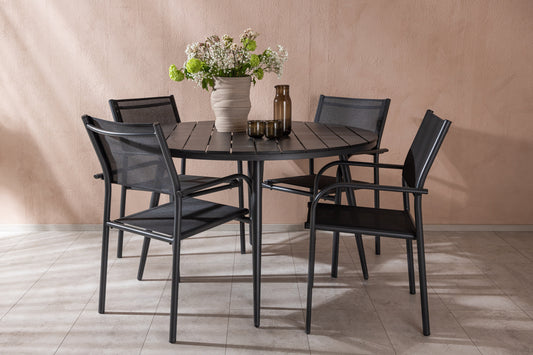 Break Matbord med Santorini Stolarna – Bord: ⌀120 Stol: 58x88x56