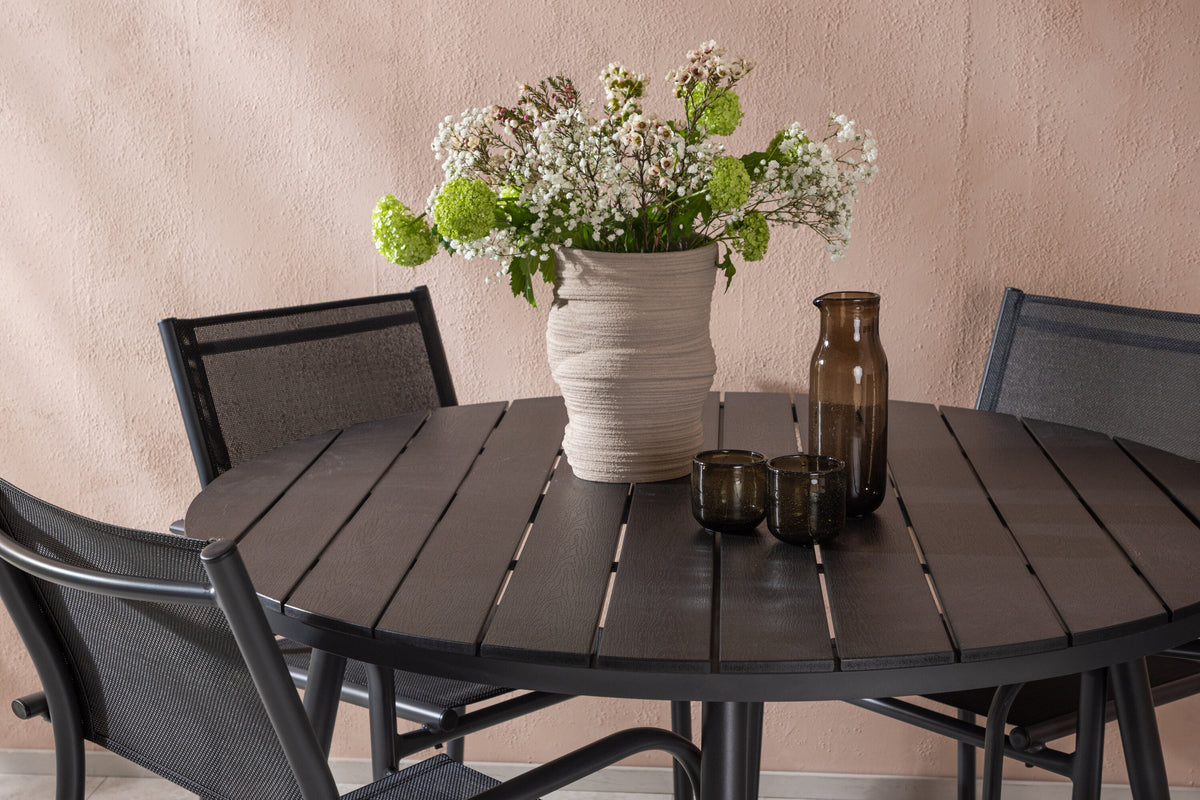 Break Matbord med Santorini Stolarna – Bord: ⌀120 Stol: 58x88x56