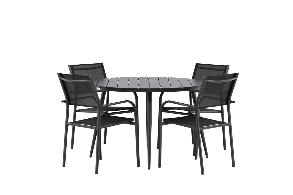 Break Matbord med Santorini Stolarna – Bord: ⌀120 Stol: 58x88x56