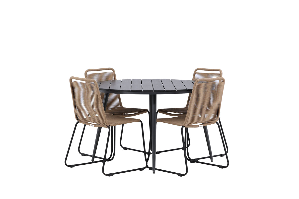 Break Matbord med Lindos Stolarna – Bord: ⌀120 Stol: 59x86x57