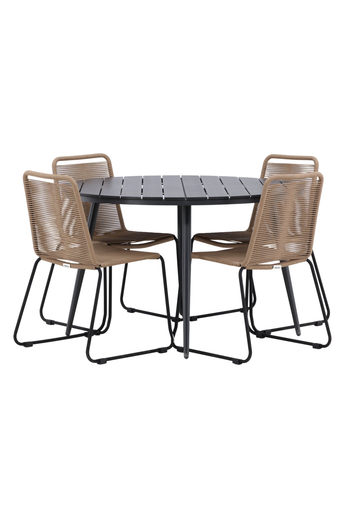 Break Matbord med Lindos Stolarna – Bord: ⌀120 Stol: 59x86x57