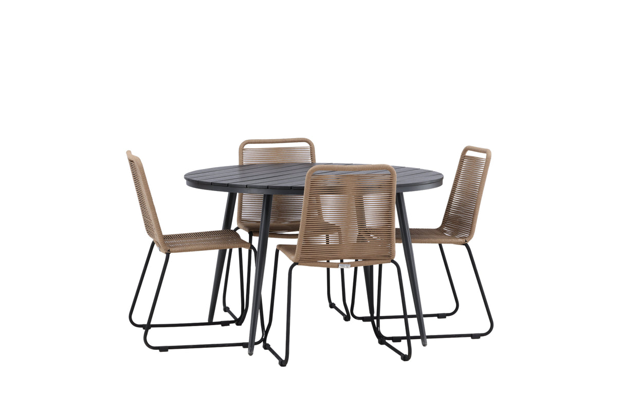 Break Matbord med Lindos Stolarna – Bord: ⌀120 Stol: 59x86x57